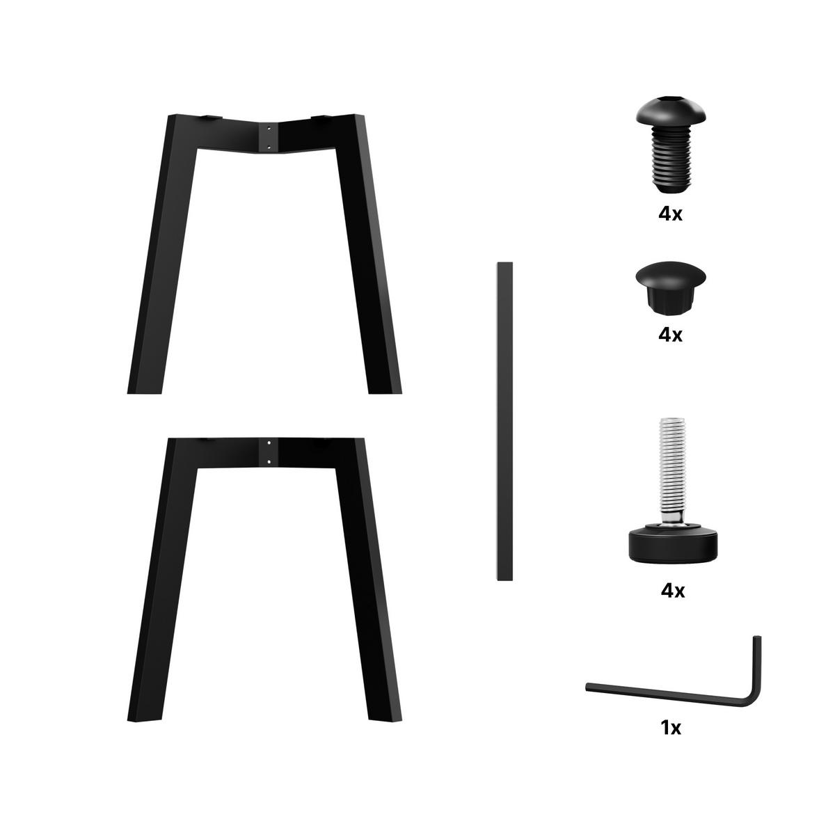 TISCHBEINE Barax Special Metall Schwarz 170/70/72 cm - Schwarz, Metall (70/72/170cm) - Metalo Pro