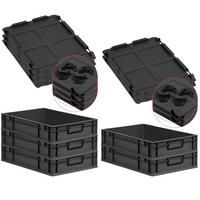 EUROBOX 5x NextGen Color mit Auflagedeckel 12x40x60 cm 23 Liter Schwarz Griffe schwarz zu - Anthrazit/Schwarz, Kunststoff (40/12/60cm) - PROREGAL