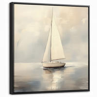 LEINWAND Bilder mit Rahmen - Segelschiff - Meer - Bewölkt - 50x50 - Creme, Textil (50/50cm) - MuchoWow