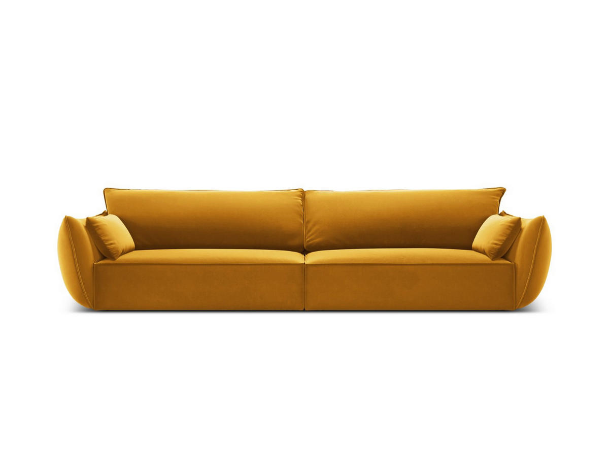 SOFA Kaelle aus Samt gelb 4 Sitzplätze - Gelb, Textil (110/85/248cm) - Micadoni