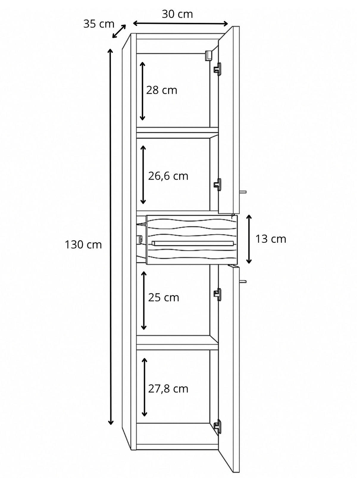 BADMÖBEL-SET Etna 5 Teile Eiche - 60 x 35 x 51 cm - Eichefarben, Holz (60/51/35cm) - Badplaats