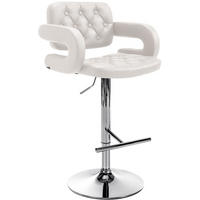 BARHOCKER Lederlook weiß - Chromfarben/Weiß, Textil/Metall (62/103/55cm) - CLP