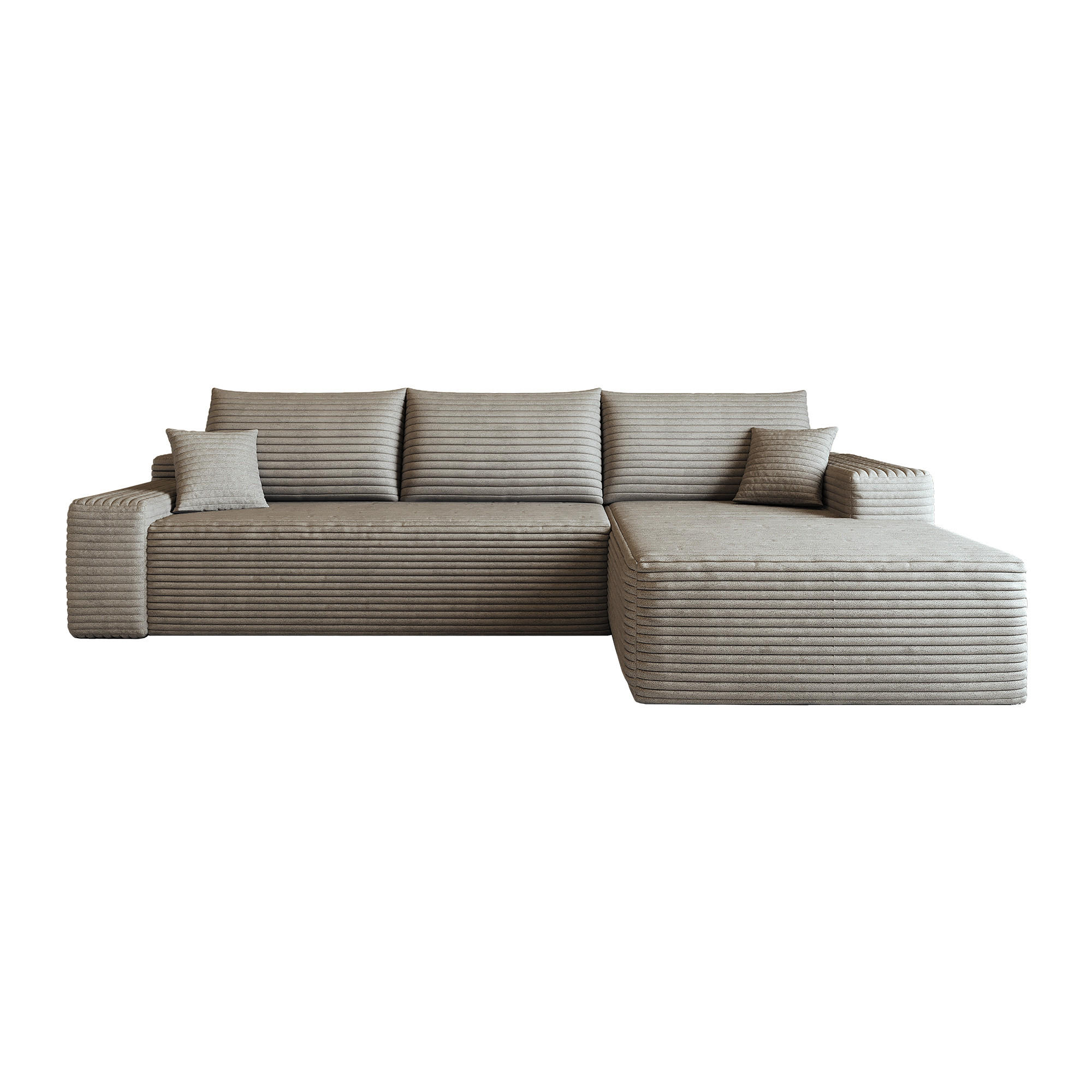 ECKSOFA 270/175/83 cm Kamel Cord mit Chaiselongue, Rechte Seite - Klar/Cappuccino, Textil (270/175cm) - Oxeza