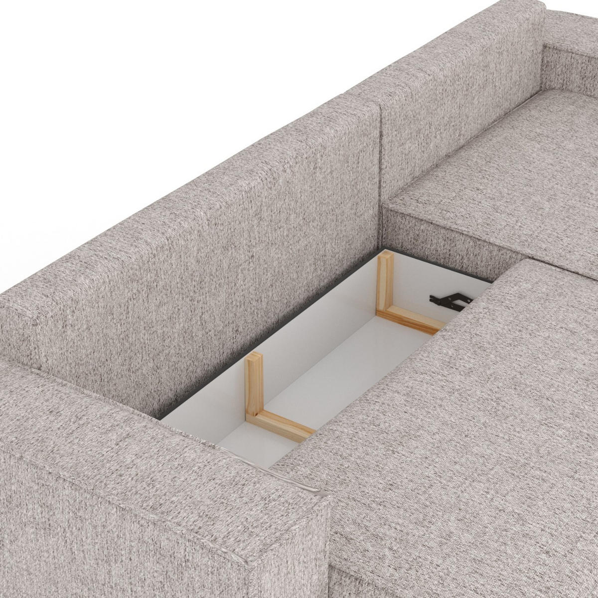 ECKSOFA TAURI mit Schlaffunktion Beige im Neve Stoff - Beige/Schwarz, Holz/Holzwerkstoff (294/185cm) - AltaBeds