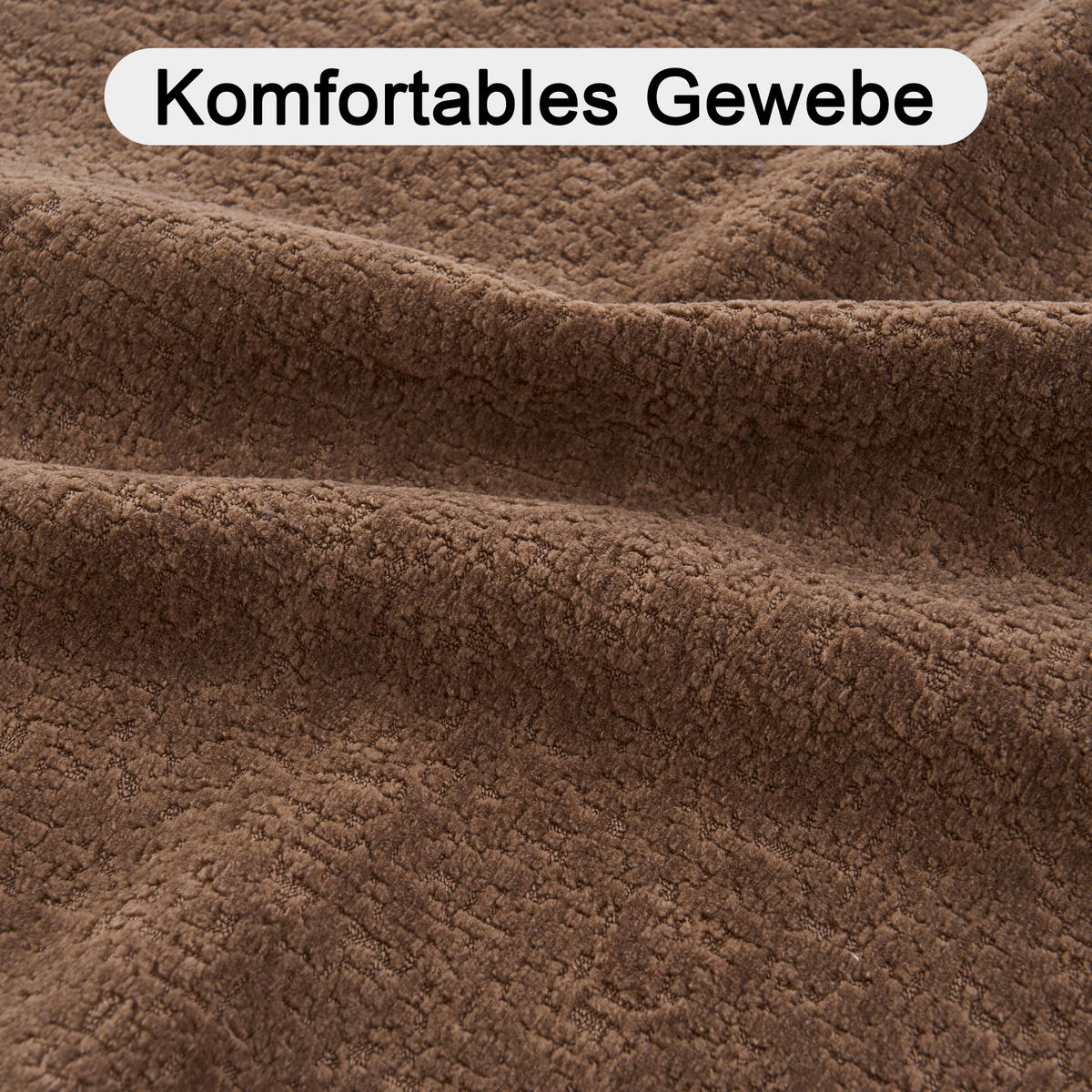 WOHNLANDSCHAFT Chenille Braun mit Kissen - Braun, Textil (263/66/171cm) - WISHDOR