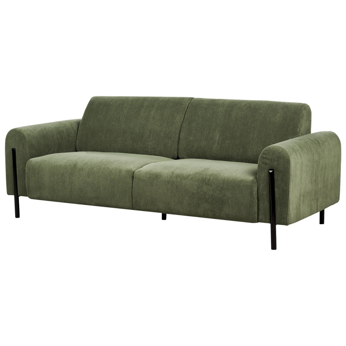 4-SITZER-SOFA Set Cord olivgrün Askim - Schwarz/Grün, Textil (122/122/207cm) - Beliani