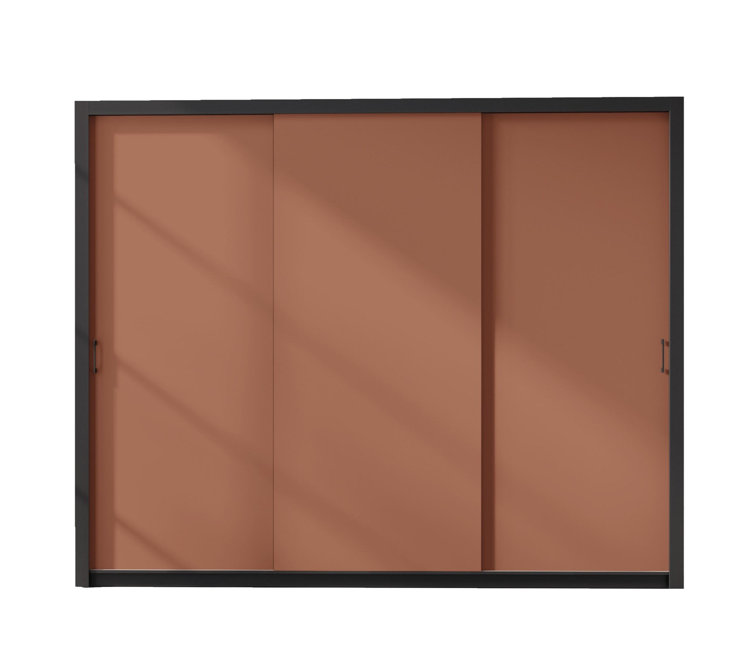 SCHIEBETÜRENSCHRANK - Kleiderschrank Sahara - 250 - Rotwein - Rot/Schwarz, Holzwerkstoff (255/206/60cm) - Möblo