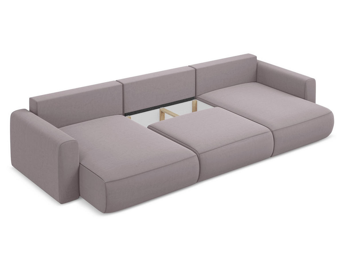 WOHNLANDSCHAFT Samt Stoff Violett - Lila/Flieder, Kunststoff/Textil (340/82/149cm) - Makamii