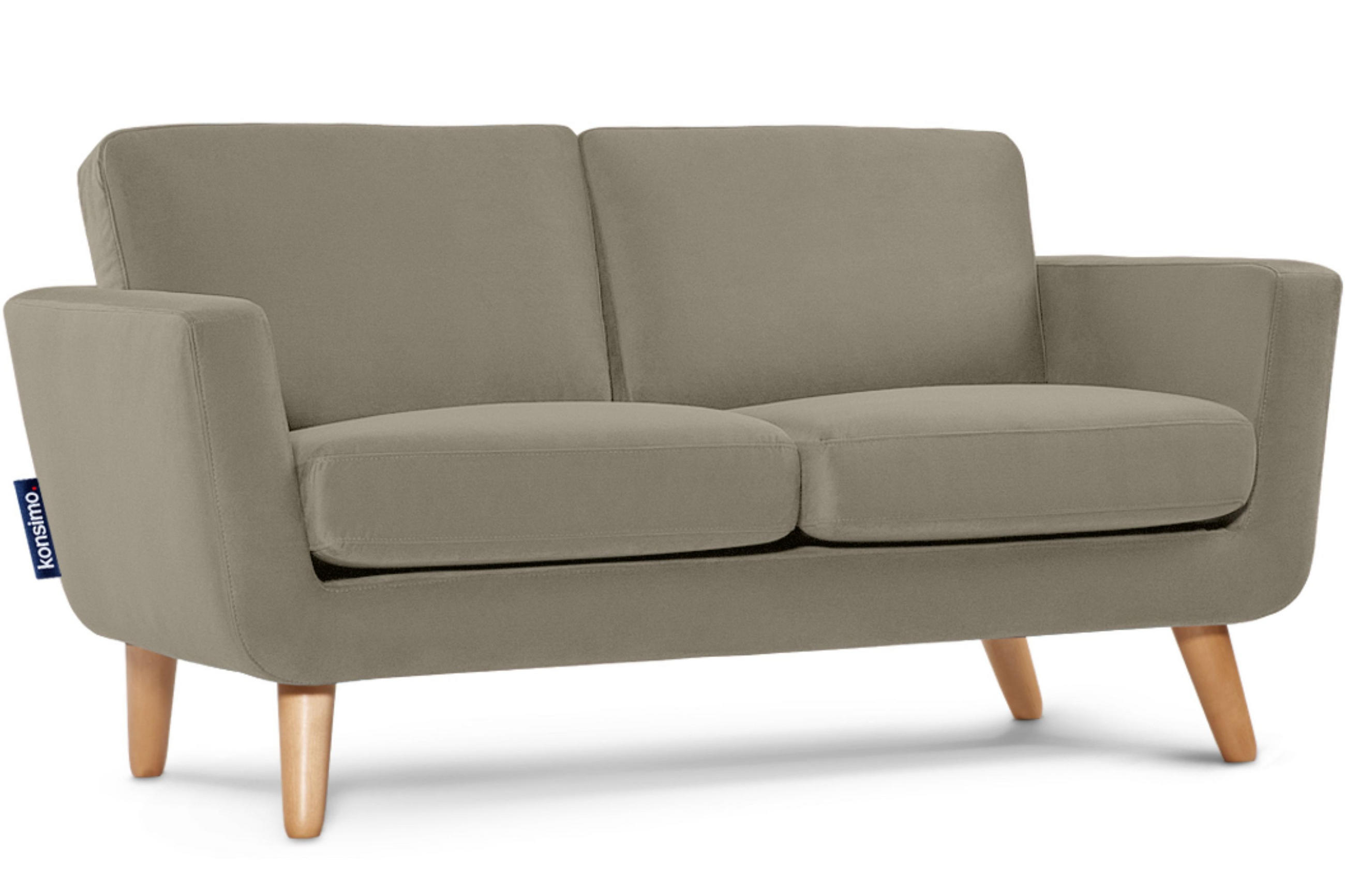 SOFA TAGIO mit Armlehnen, Beige - Beige/Braun, Buchenholz/Textil (153/80/84cm) - KONSIMO®