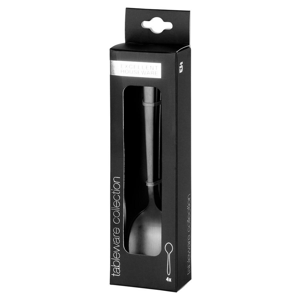 TEELÖFFEL Stahl 4 Stück. Schwarz - Schwarz, Metall - Excellent Houseware