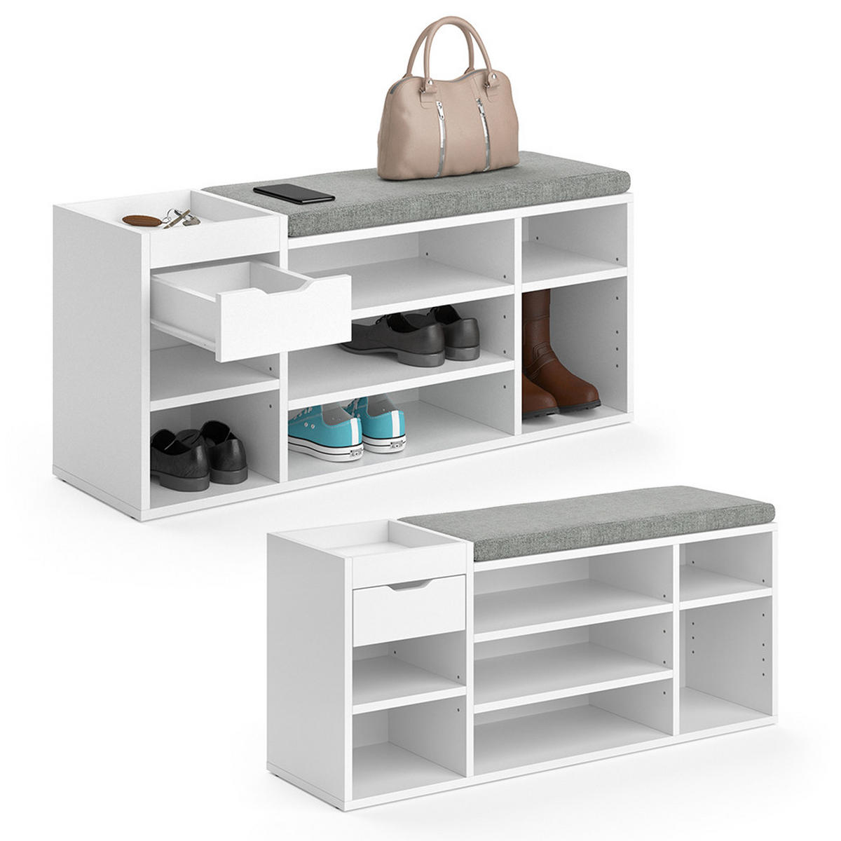 SCHUHBANK Eleon Weiß 101.1 x 45 cm - Weiß, Holzwerkstoff (101.1/45/29.5cm) - Vicco