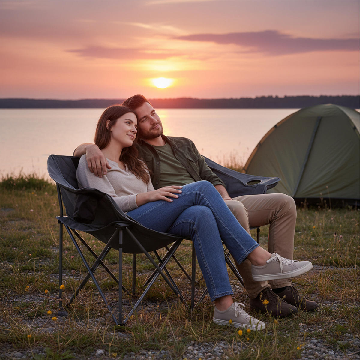 CAMPING-BANK - Grau, Textil/Metall (146/84/54cm) - Relaxdays