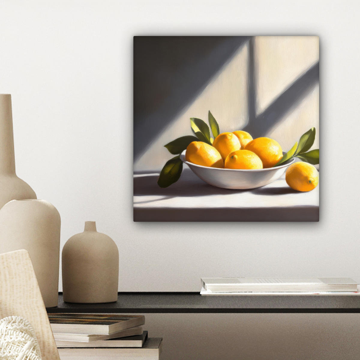 LEINWANDBILD Zitronen - Stilleben - Gelb Deko Wohnzimmer 20x20 cm - Gelb, Textil (20/20cm) - MuchoWow