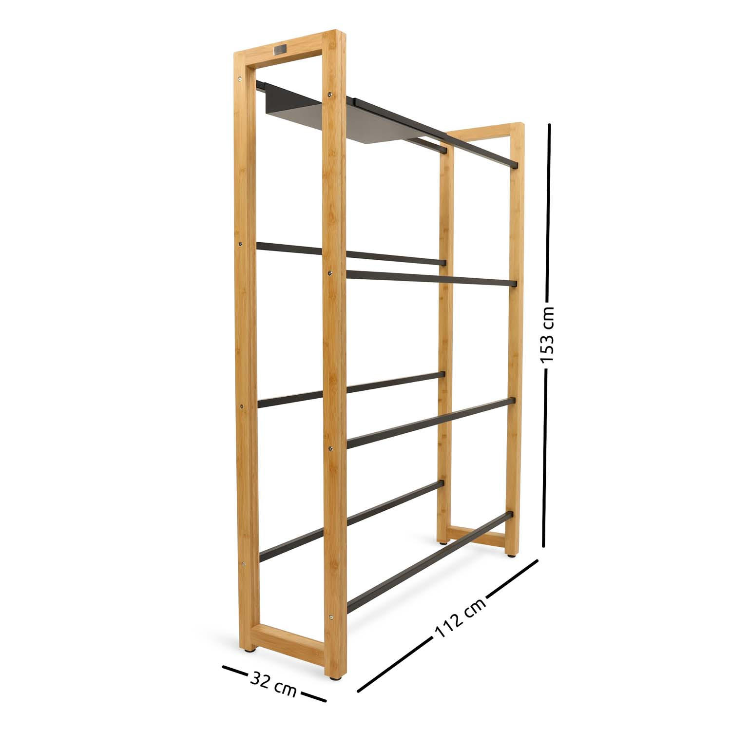 GETRÄNKEKISTENREGAL inkl. Ablage - Bambus / Schwarz - 8 Kisten - Naturfarben, Holz (112/153/32cm) - holz4home