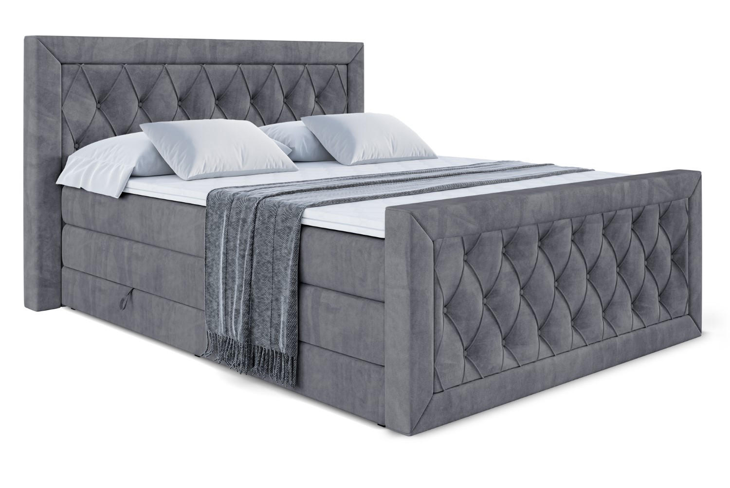 BOXSPRINGBETT NOEL-Z KING - 120 x 200 - H3/H4 - Dunkelgrau - Dunkelgrau, Holzwerkstoff (120/200cm) - ALTDECOR