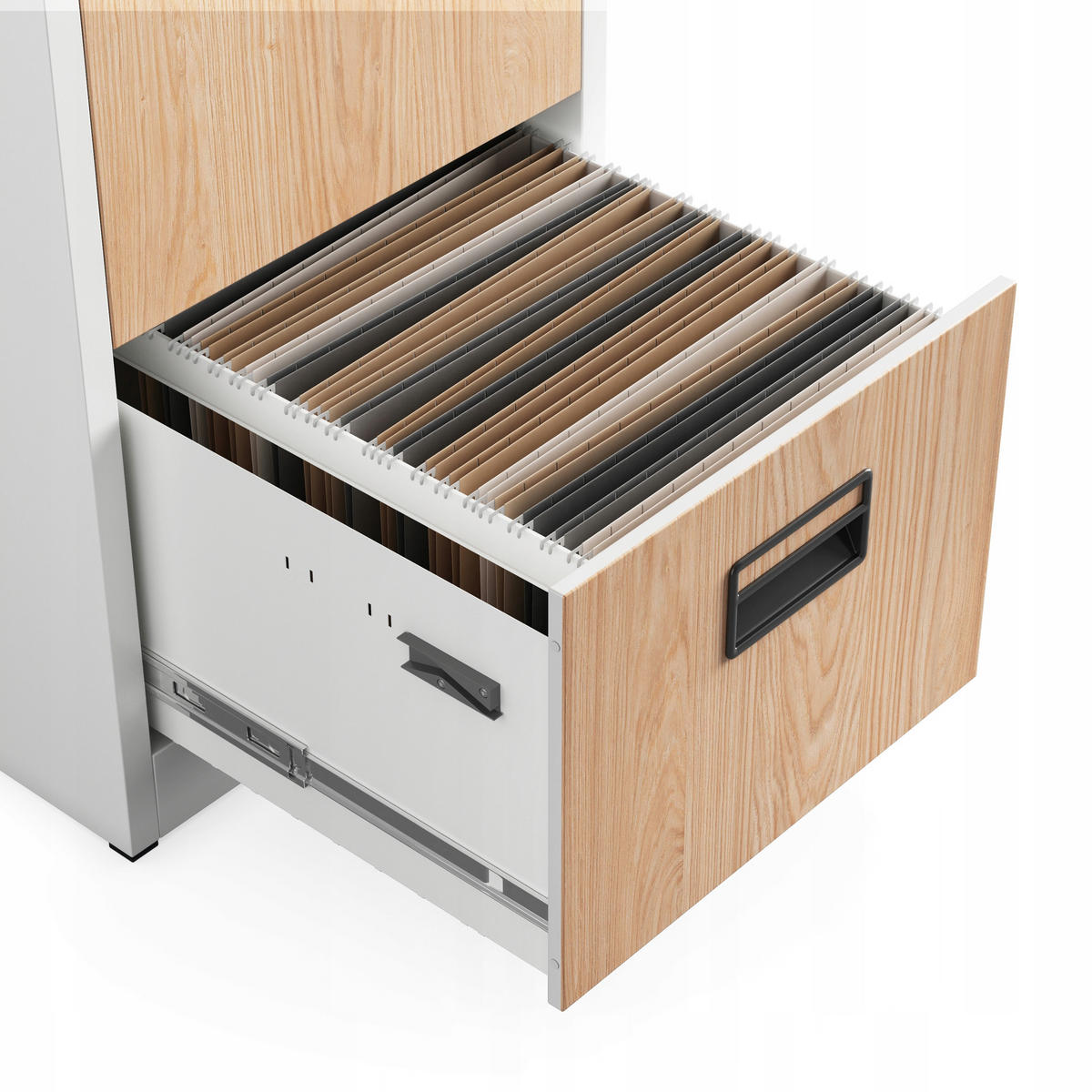 AKTENSCHRANK SARA V4 - Weiß/Sonoma Eiche, Metall (46/132/62cm) - Jan Nowak