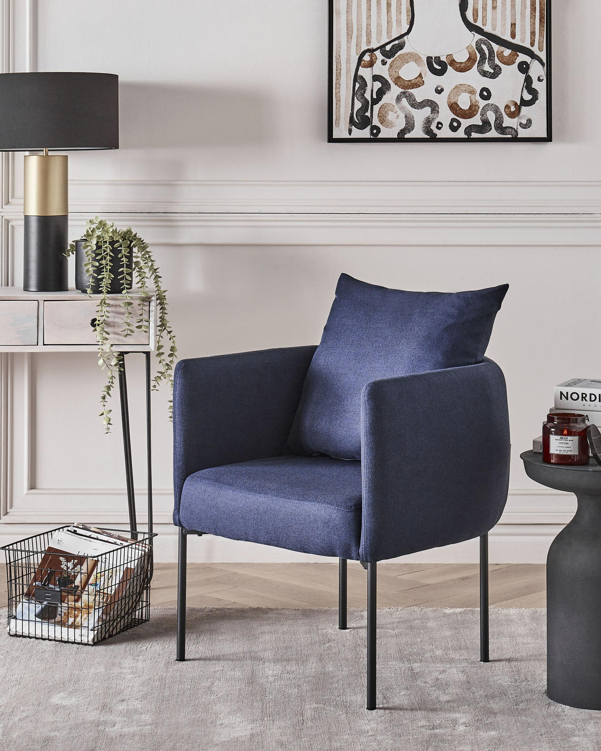 SESSEL Stoff Dunkelblau Malmos - Dunkelblau, Textil (62/68/62cm) - Beliani