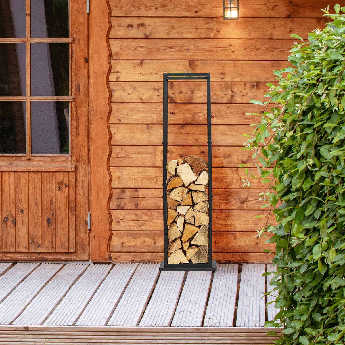 KAMINHOLZREGAL - Schwarz, Metall (35/121/35cm) - Relaxdays