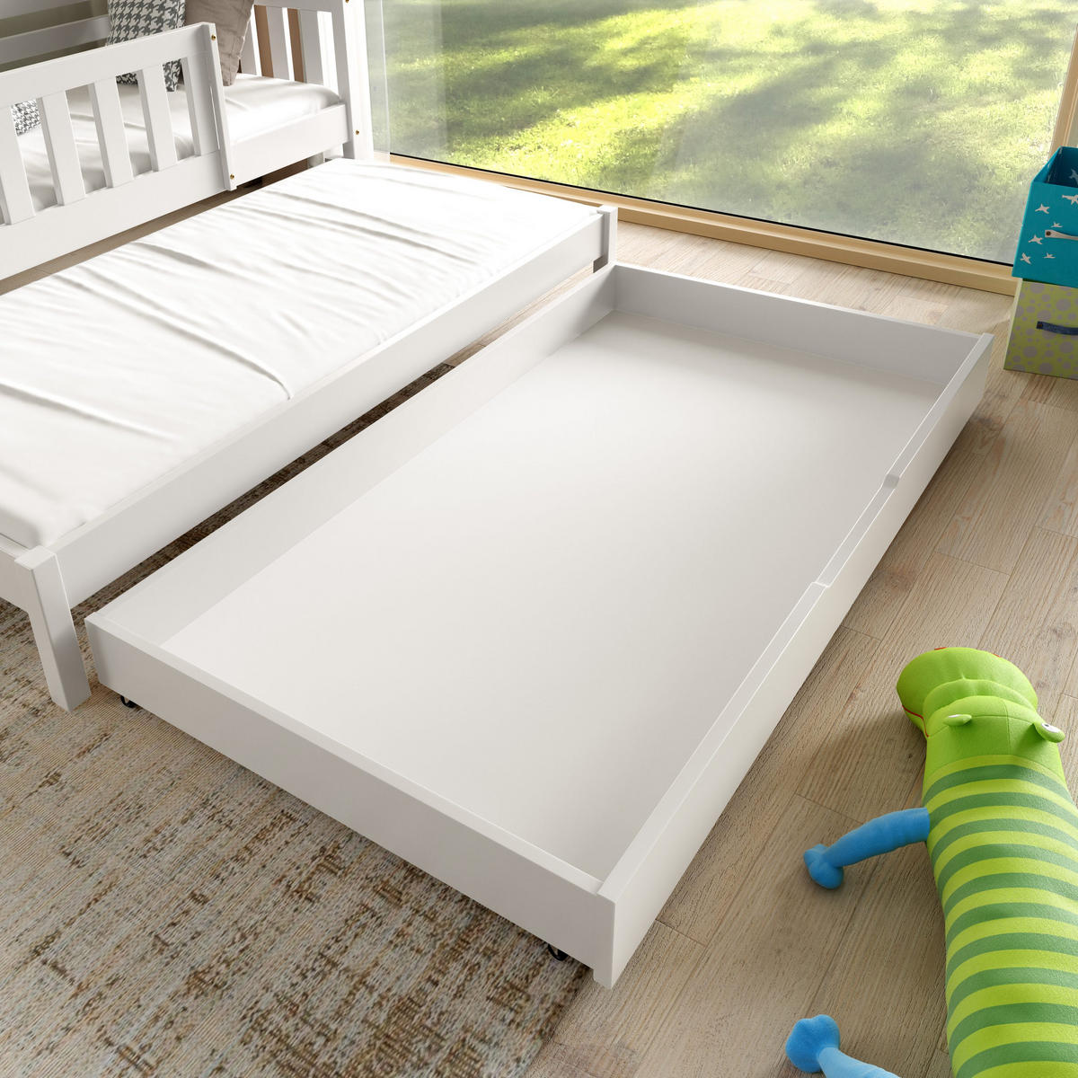 ETAGENBETT STELLA mit Bettkasten 80x160 cm Weiß - Weiß, Holz (80/160cm) - MASSENO