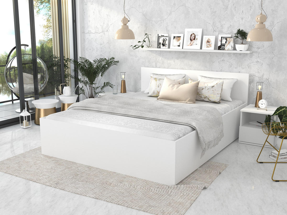 DOPPELBETT Sydney LUX 90x200 cm, Weiß halbmatt - Weiß, Textil (90/200cm) - Fedve