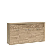 SIDEBOARD BALESTRAND N9 Dekorative Front Eiche - Eichefarben/Silberfarben, Glas/Holzwerkstoff (192/99/41cm) - Komodee