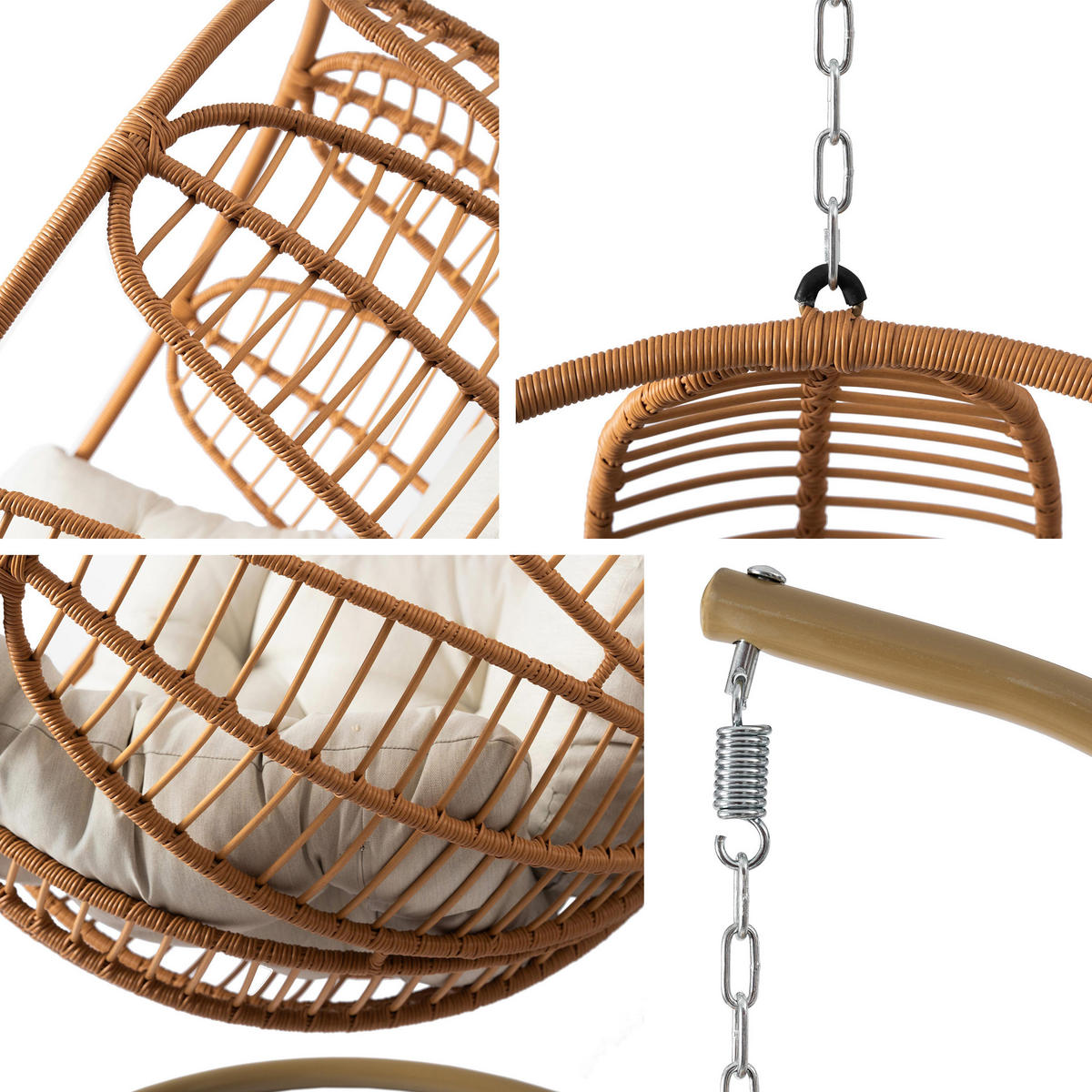 HÄNGESESSEL Floressa - Beige, Metall (106/195/105cm) - MIRJAN24