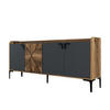 SIDEBOARD 4 Türen L180 cm - Venedik - Anthrazit, Holzwerkstoff (35/78/180cm) - Calicosy
