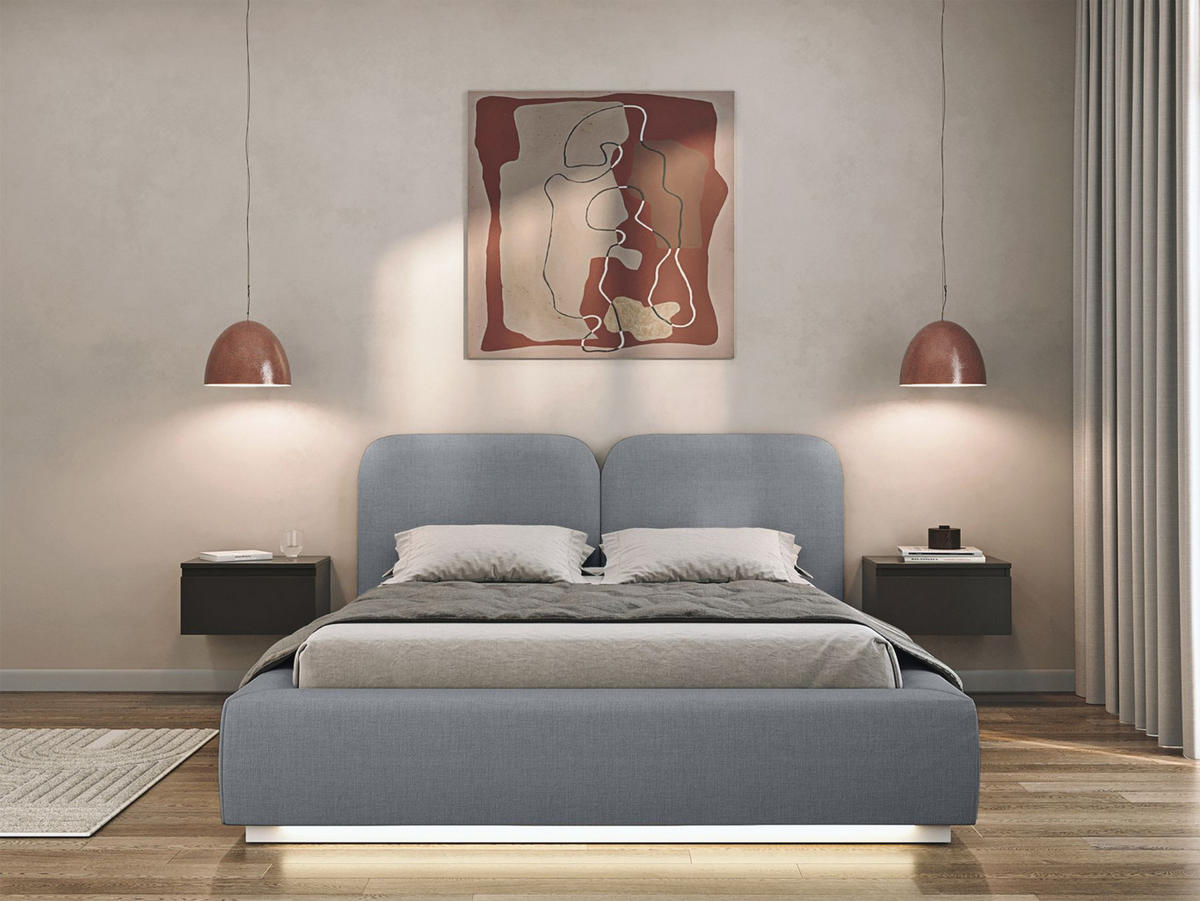 POLSTERBETT Comoves 140x200 Grau mit Chenillebezug - Grau, Textil (140/200cm) - Selsey