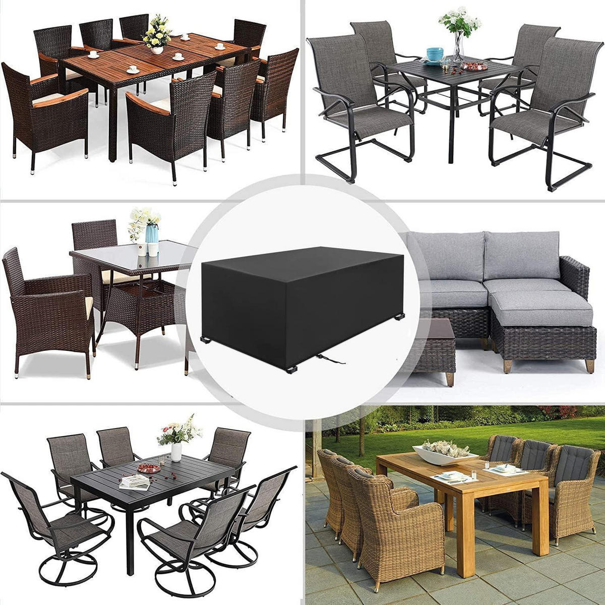 ABDECKHAUBE für Gartenmöbel 180 x 120 x 74 cm Schwarz - Schwarz, Kunststoff (132/72/213cm)