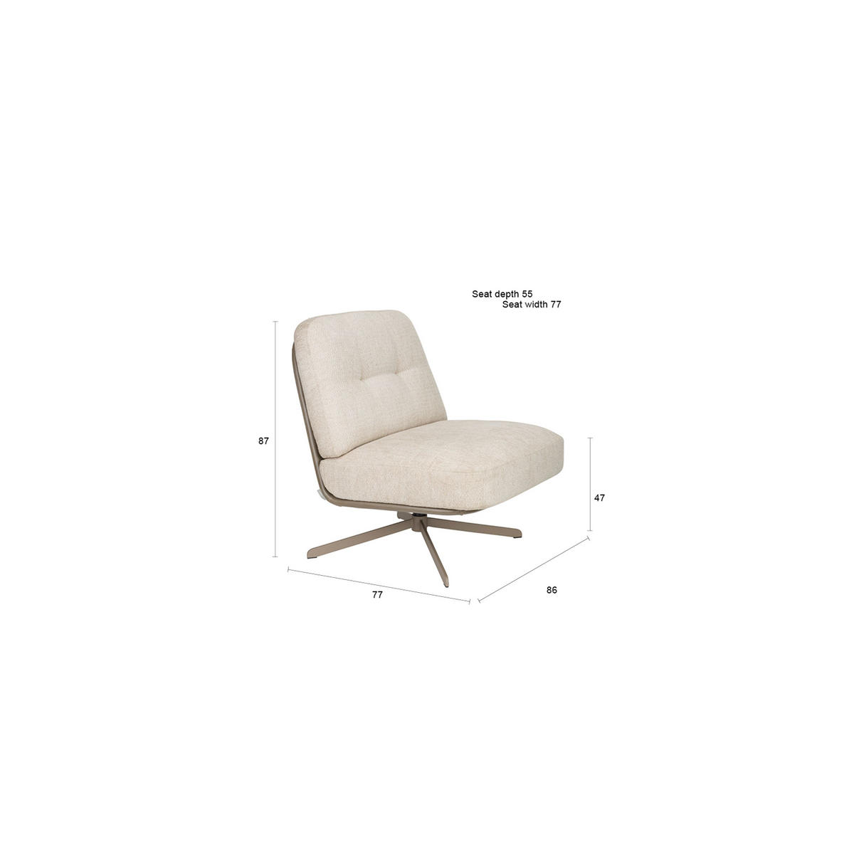 SESSEL Benjamin - Beige, Kunststoff (77/87/86cm) - Zuiver