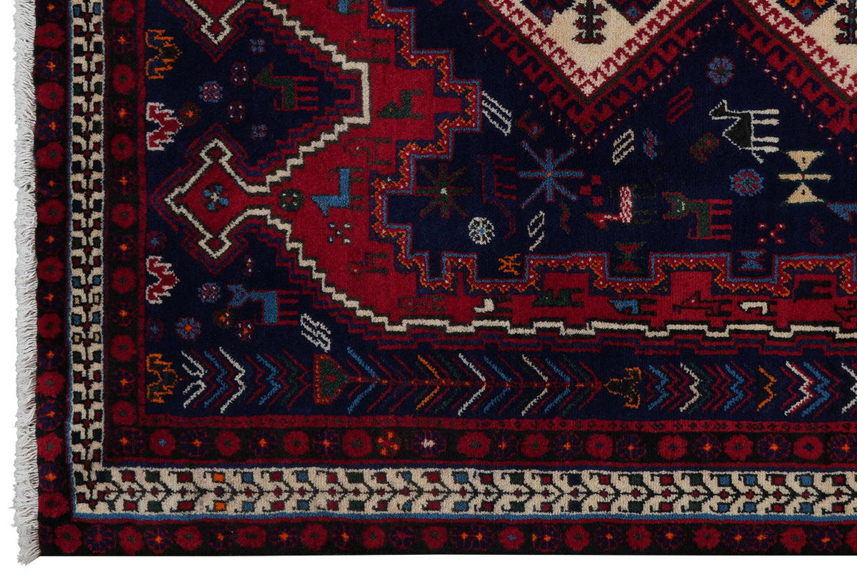 TEPPICH Afshar Blau 195/135 cm Schurwolle - Blau, Textil (135/195cm) - Looma
