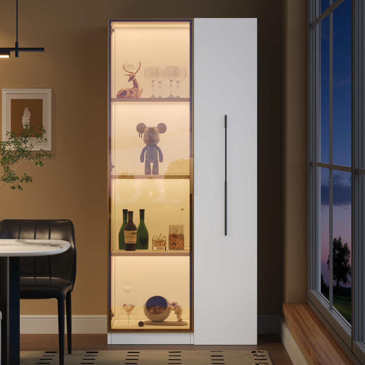VITRINE 70/40/160 cm aus MDF mit integrierter LED-Beleuchtung Weiß - Weiß, Holzwerkstoff (70/160/40cm) - Modenvie