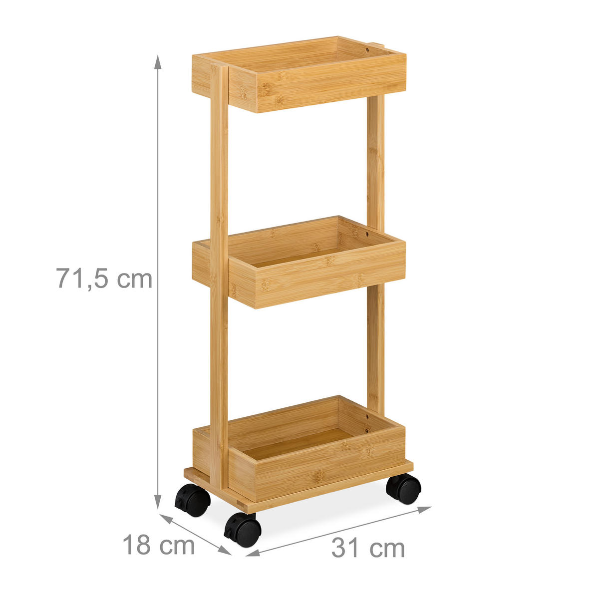 ROLLWAGEN - Hellbraun, Holz/Holzwerkstoff (31/71.5/18cm) - Relaxdays