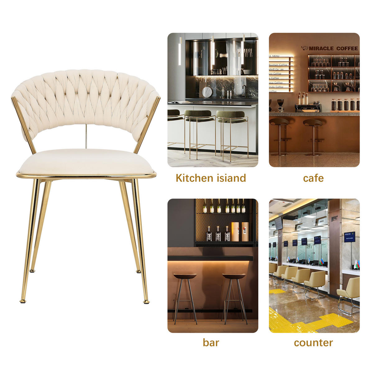ESSZIMMERSTUHL 2er Set aus Samt, Beige - Beige, Metall (43.5/75/43.5cm)