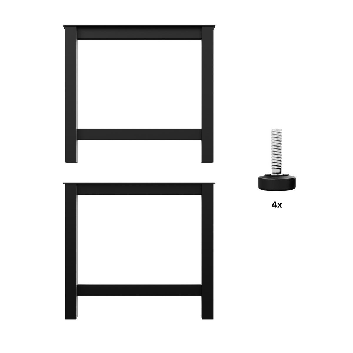 TISCHBEINE Etamin Lite A Extreme 2er-Set Schwarz 72cm - Schwarz, Metall (80/72/10cm) - Metalo Pro