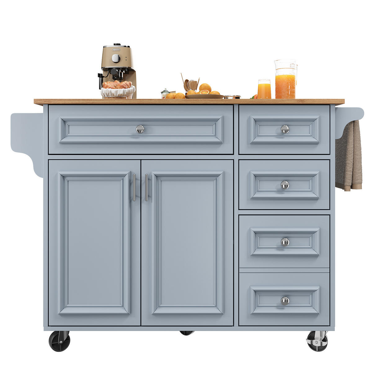 KÜCHENINSEL 110/45-75/92 cm aus MDF mit klappbarer Tischplatte Babyblau - Blau, Holzwerkstoff (110/92/75cm) - Modenvie