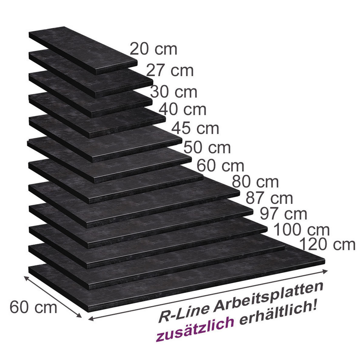 KUCHYŇSKÁ PRACOVNÍ DESKA R-Line Antracit - antracitová, kompozitní dřevo (50/2.8/60cm) - Vicco
