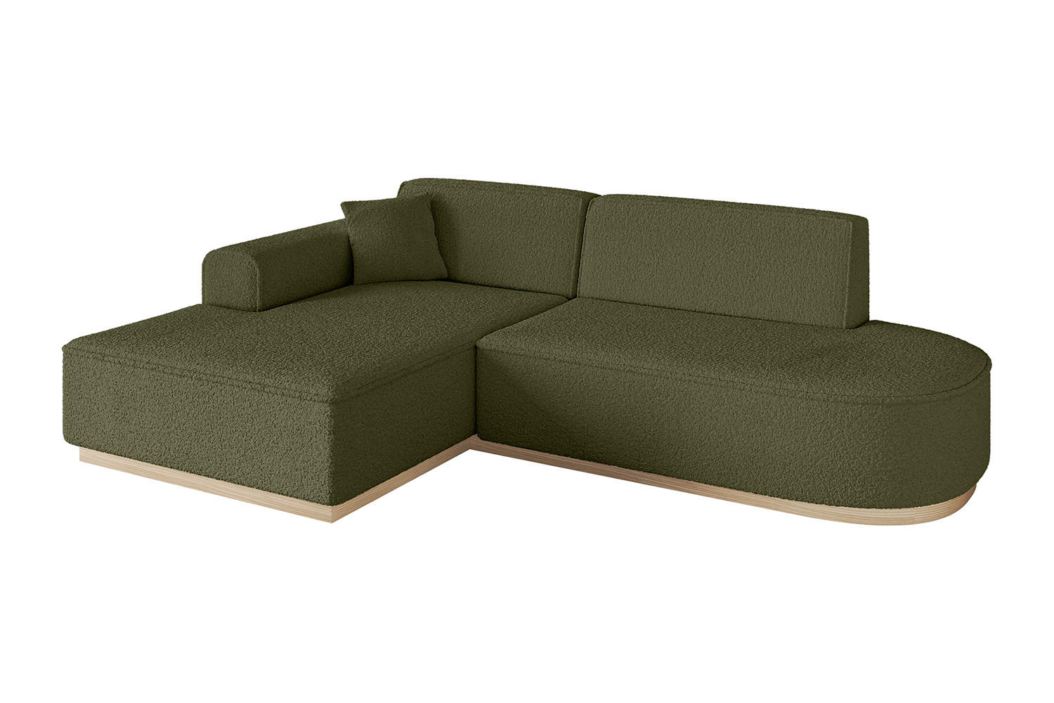 ECKSOFA Ottomane Links IREA-L1 - 232x165x80 cm Grün - Platinfarben, Holzwerkstoff/Textil (232/165cm) - ALTDECOR
