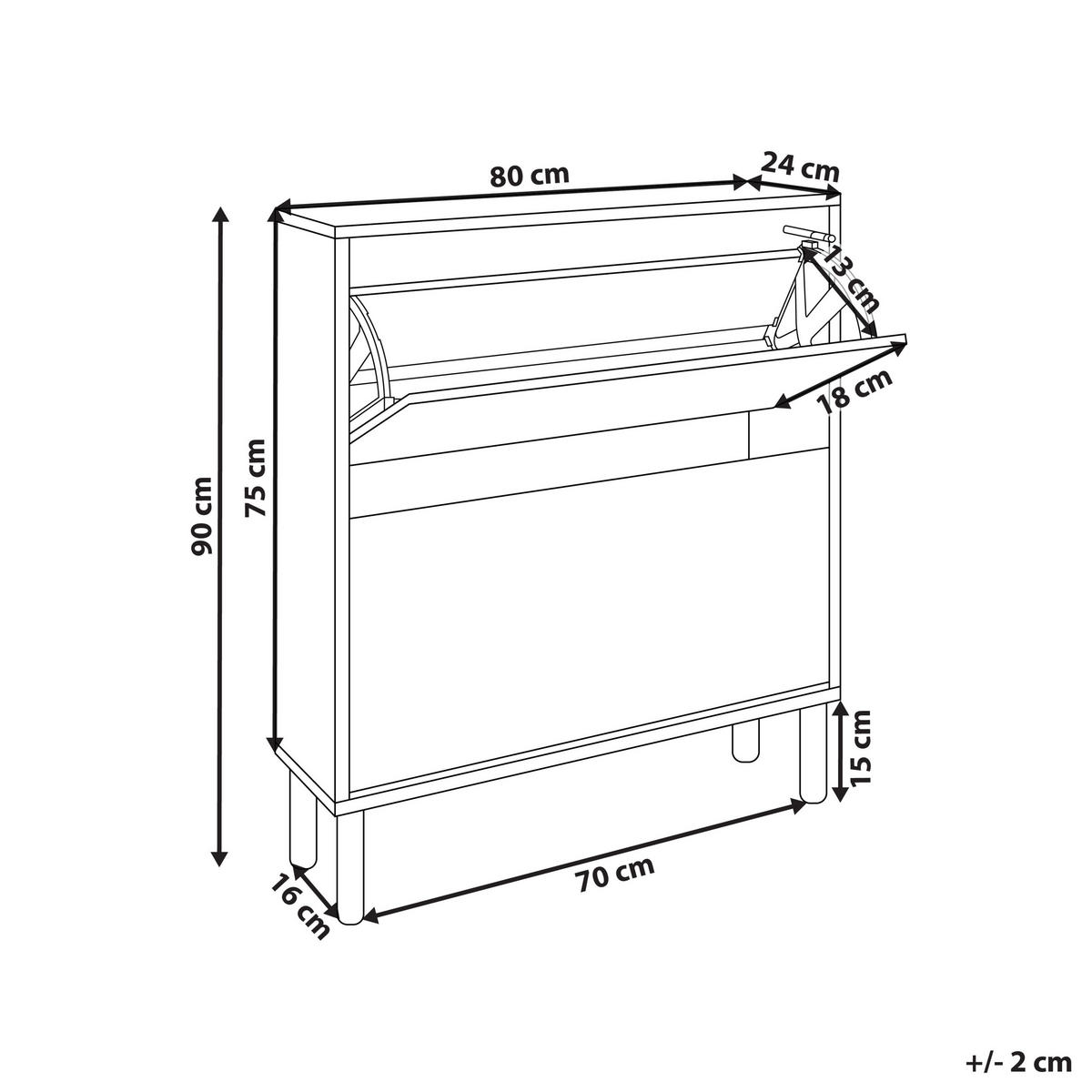 SCHUHSCHRANK Heller Holzfarbton Norris - Hellbraun, Holzwerkstoff (80/90/24cm) - Beliani