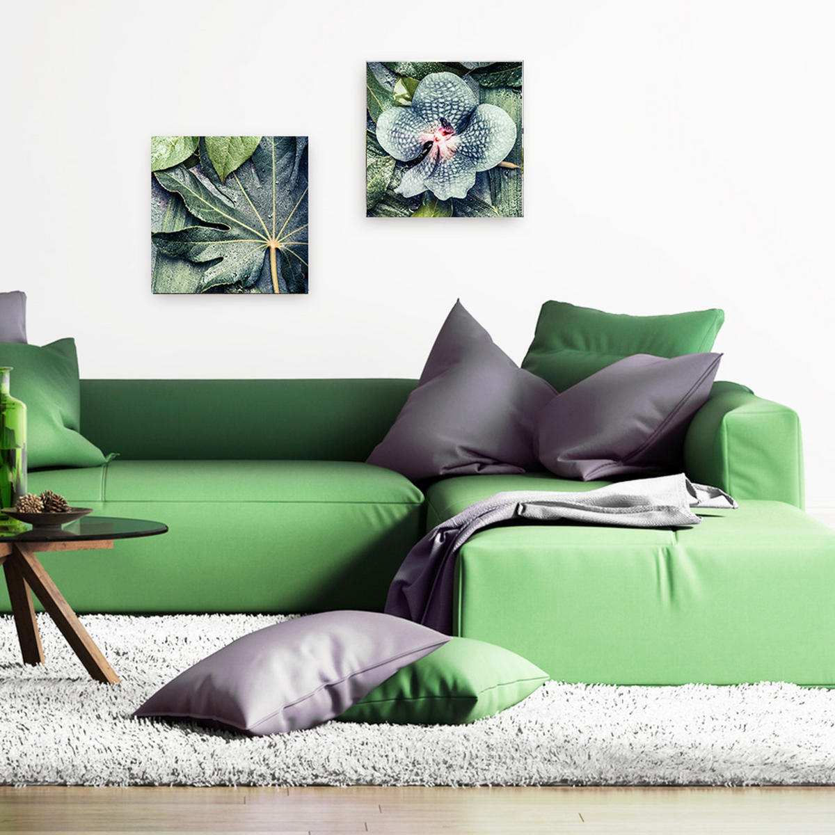 GLASBILD 30×30 cm Tropisches Blatt grün - Grün, Glas (30/30cm) - artissimo