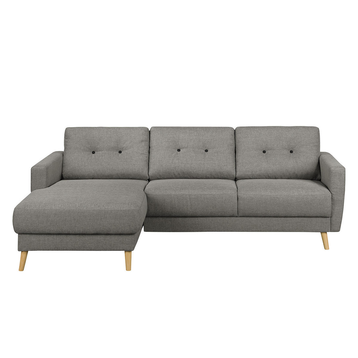 ECKSOFA mit Longchair - Hellbraun/Grau, Holz/Textil (233/148cm) - home24