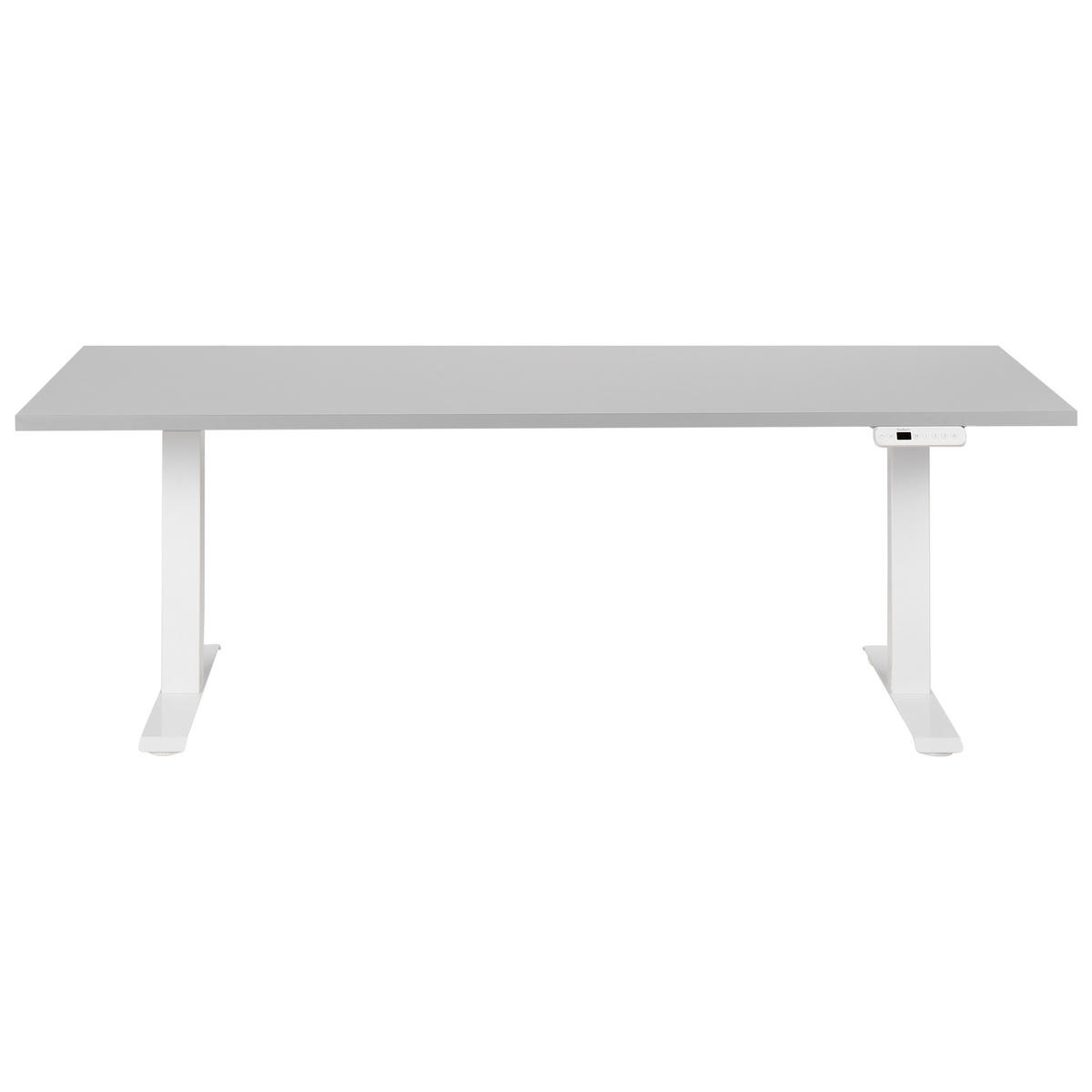 SCHREIBTISCH grauweiß 180/72 cm elektrisch höhenverstellbar Destin III - Weiß/Grau, Holz (72/180/63cm) - Beliani