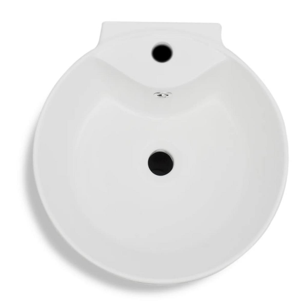 STANDWASCHBECKEN Mit Hahn/Überlaufloch Keramik Weiss Rund - Weiß, Keramik (41.5/86/400cm) - vidaXL