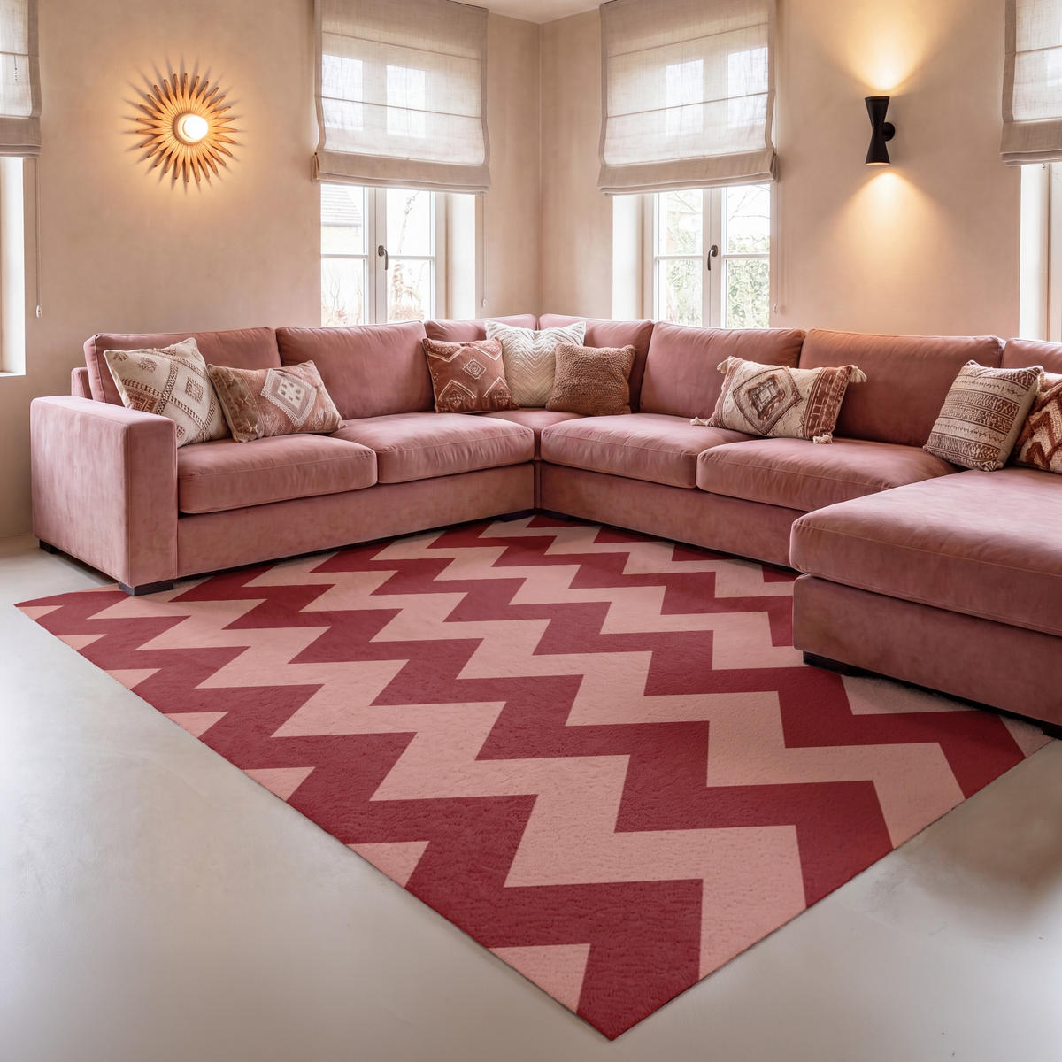 KOBERCE - Cikcak - Pruhy - Vzor - Červená - 150x230 cm - červená, textil/plast (150/0.4cm) - OnlyWow
