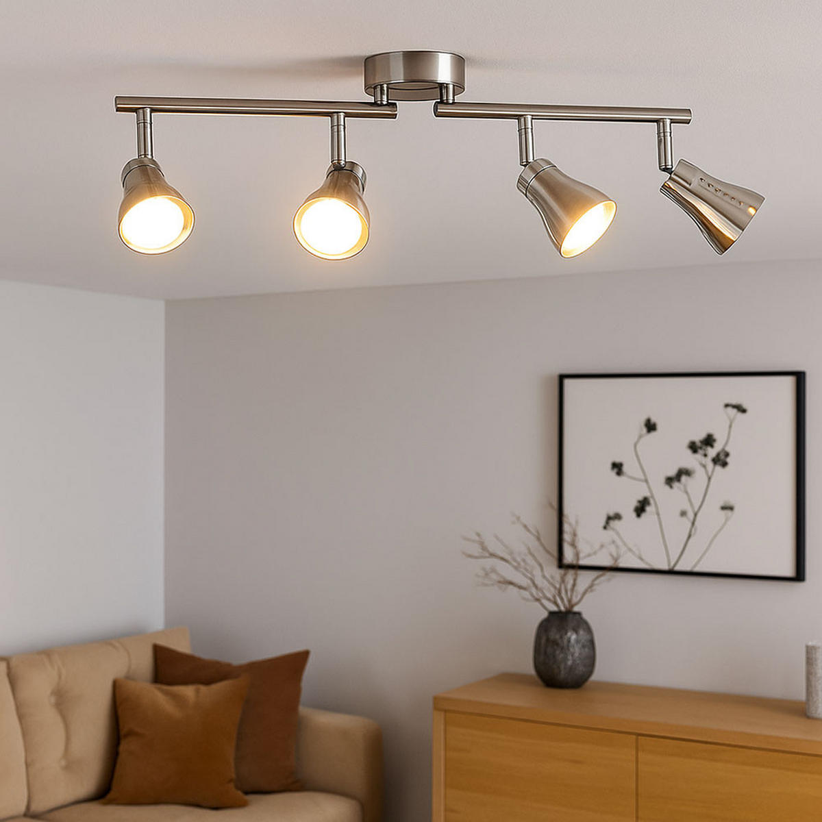 LED DECKENLEUCHTE GROSETTO Silber matt - Silberfarben, Metall (62.5/8/16cm) - Globo Lighting