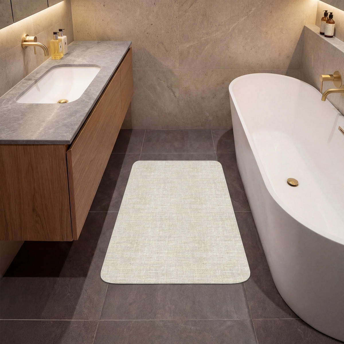 KOUPELNOVÁ PŘEDLOŽKA Povlečení - Textura - Béžová 60x90 cm - béžová, textil/plast (60/90cm) - OnlyWow