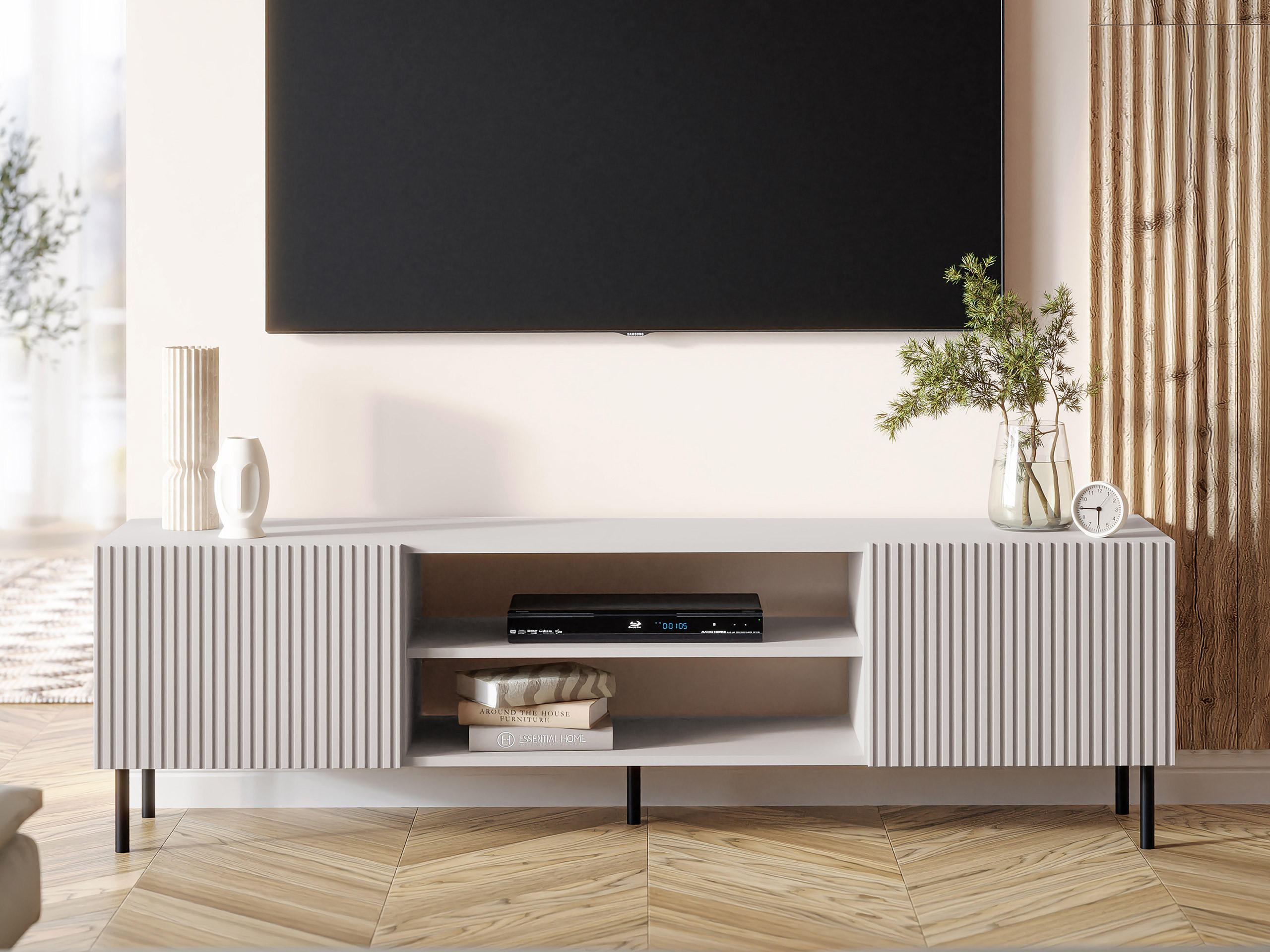 TV-ELEMENT Aruba 2D 181 - Schwarz/Naturfarben, Holzwerkstoff (181/53/42cm) - MIRJAN24