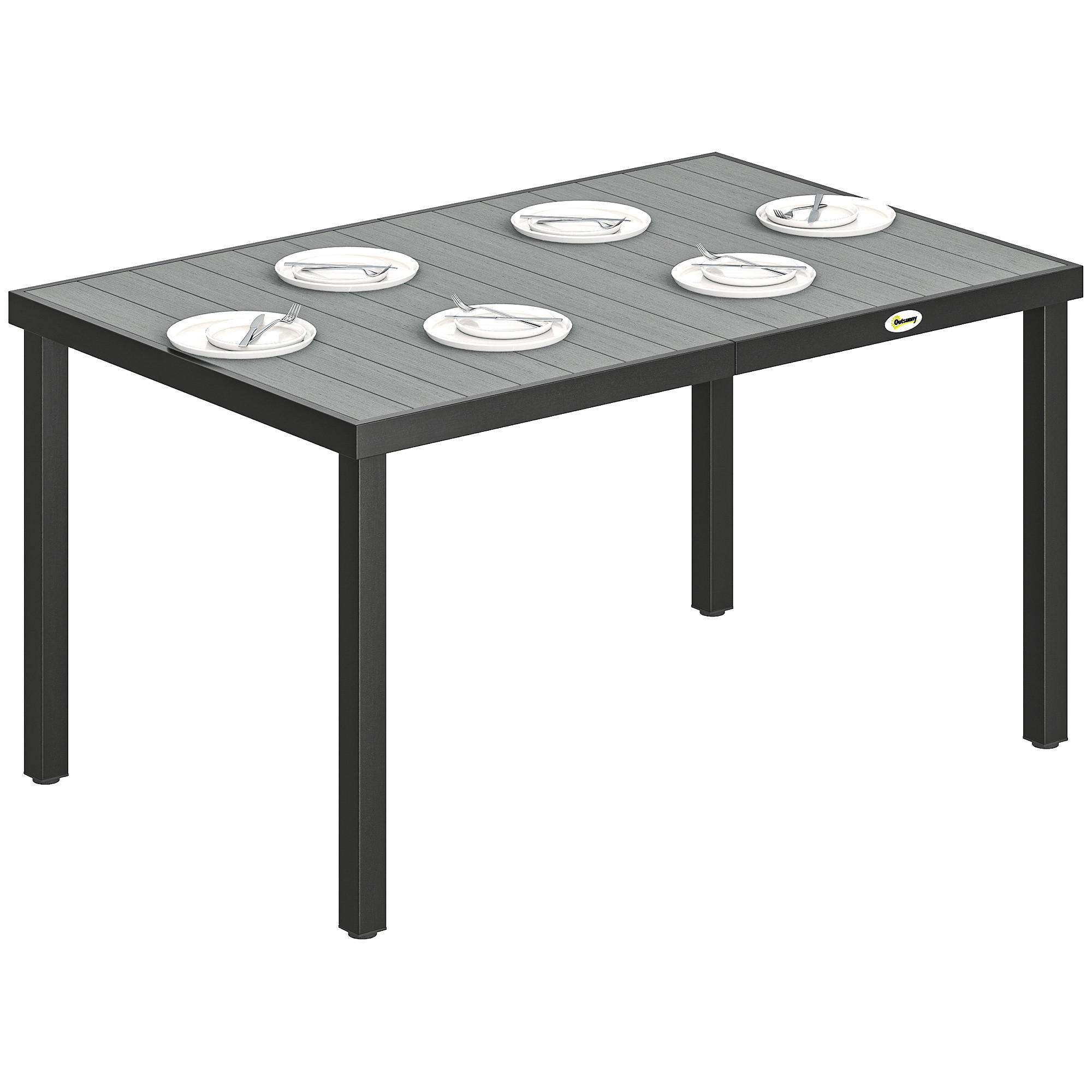 GARTENTISCH DE-14185 140x90 cm mit Lattenrost Grau - Grau, Metall (140/90/74cm) - ComfortXL