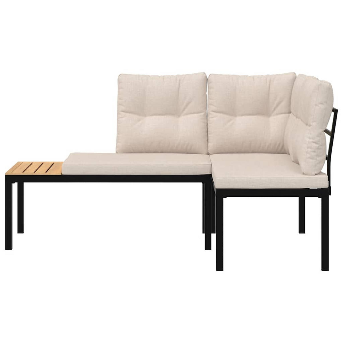 GARTENBÄNKE mit Kissen 2 Stk. Schwarz Pulverbeschichteter Stahl - Schwarz, Metall (118/78/63cm) - furnicato