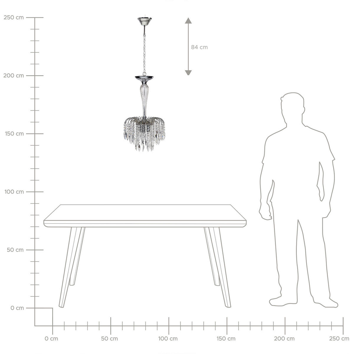 KRONLEUCHTER Orara 27/34/157 cm - Silberfarben, Metall (27/34/157cm) - Beliani